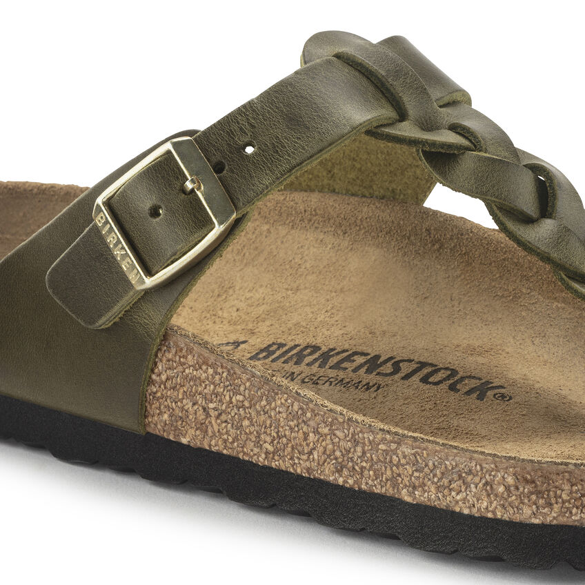 Birkenstock Braided Gizeh Oiled Leather Green Olive - J-Michael