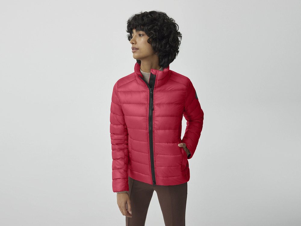 Pink And Black Puffer Jacket For Women