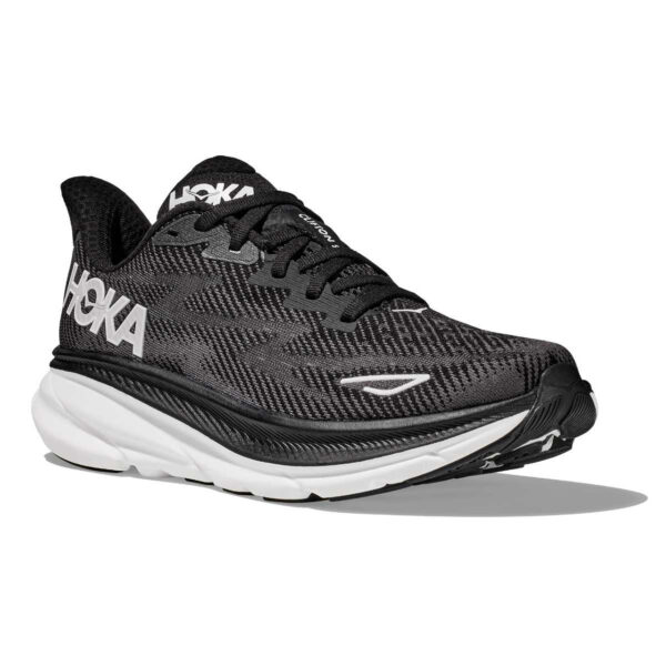HOKA Men's CLIFTON 9 Black/white - Image 2