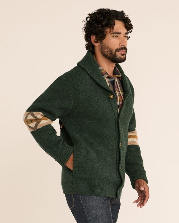 Pendleton Men's Nehalem Lambswool Cardigan Forest Green - Image 3
