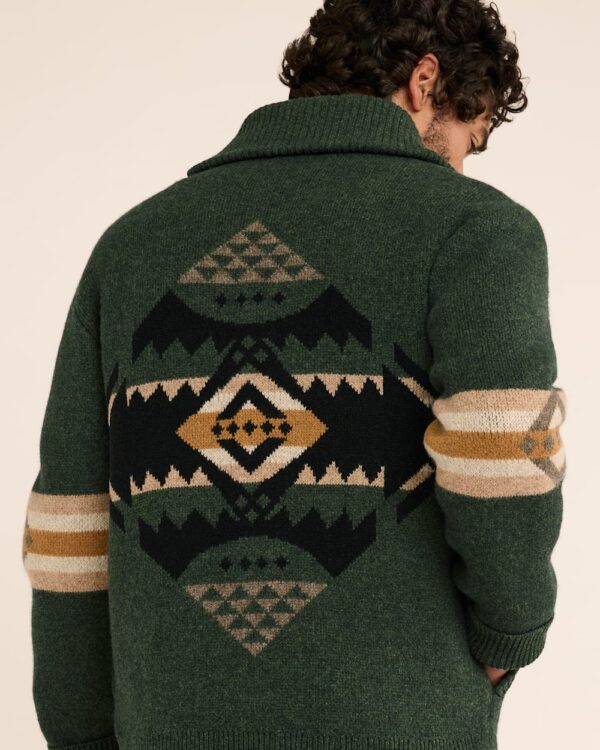 Pendleton Men's Nehalem Lambswool Cardigan Forest Green - Image 4