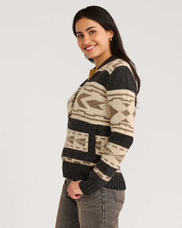 Pendleton Women's Graphic Shetland Zip Sweater Oxford Grey Multi - Image 2