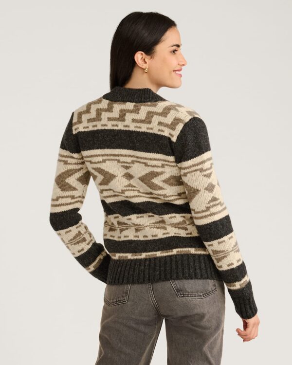 Pendleton Women's Graphic Shetland Zip Sweater Oxford Grey Multi - Image 3
