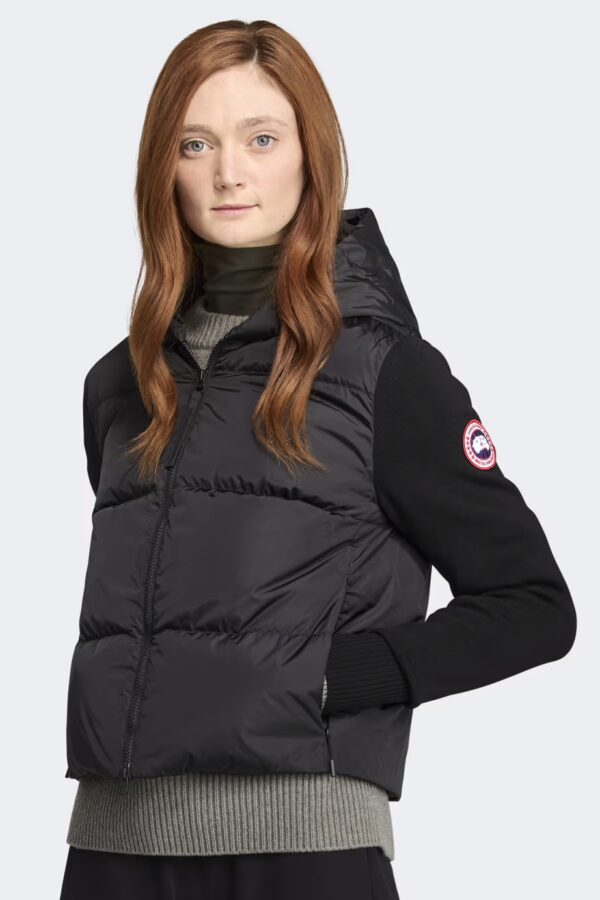 Canada Goose Women's HyBridge wide Quilt Knit Hoody Black - Image 3