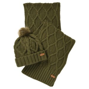 BARBOUR Ridley Beanie & SCARF Gift set OLIVE
