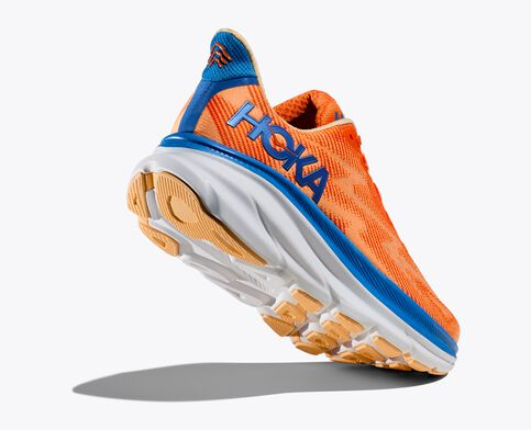 HOKA Men's Clifton 9 Vibrant Orange/ Impala - Image 4